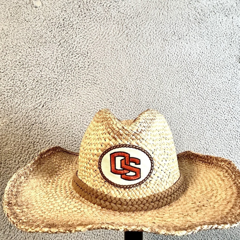 Vintage Team Nike Oregon State University Cowboy Straw Hat Swoosh Wide Brim Hat